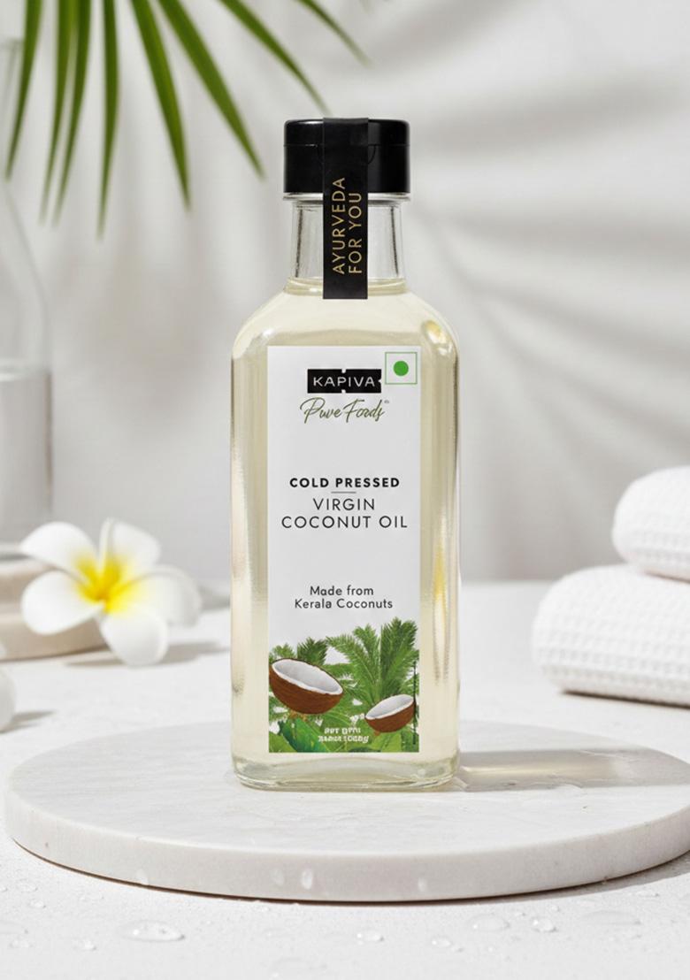 Kapiva Virgin Cold-Pressed Coconut Oil 250Ml | 100% Pure, Unrefined, Organic & Edible For Cooking, Skin Baby Care, Pulling Hair Keto Friendly