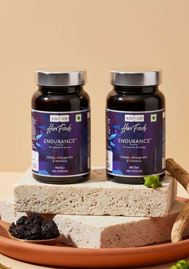 Kapiva Endurance Capsules - Research-Backed Blend Of 14 Herbs & 7 Bhasmas Like Ashwagandha, Shilajit Gokshura To Unlock Peak Performance Pack 2 - Indya