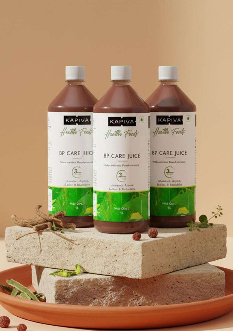 Kapiva Bp Care Juice 3L - 100% Ayurvedic For Controlling Blood Pressure & Cholesterol Level | Arjuna, Shankhpushpi 8 Other Herbs Super Saver Pack Of 3 - Indya