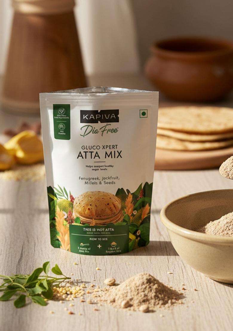 Kapiva Dia Free Atta Mix, 150G | Makes Sugar-Friendly Methi, Barley, Chia Seeds, Jackfruit & 5 More - Indya