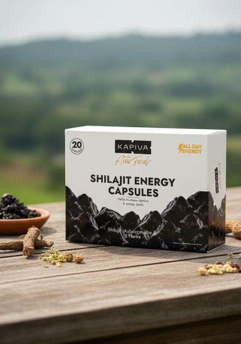Kapiva Shilajit/Shilajeet Energy 20 Capsules | Made With 100% Pure Shilajit For All Day & Stamina Ashwagandha,Gokshura Ayurvedic