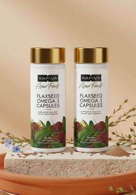 Kapiva Flaxseed Omega 3 Capsules (60N) | Vegetarian Oil Better Joint & Heart Health (Pack Of 2)