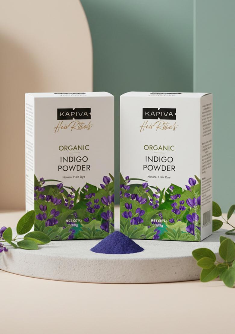 Kapiva Indigo Powder For Black Hair 100G (Pack Of 2) | 100% Natural & Organic Ayurvedic Colorant Black/Brown Chemical-Free Herbal Coloring