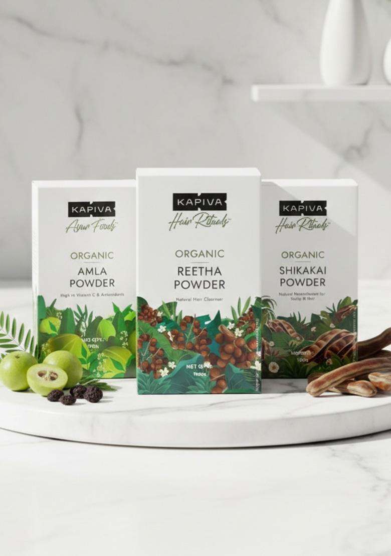 Kapiva Amla + Reetha Shikakai | 100% Ayurvedic Hair Cleanser & Conditioner For Strong, Smooth Shiny Natural Fall Control Scalp Cleanse Certified Organic Chemical-Free