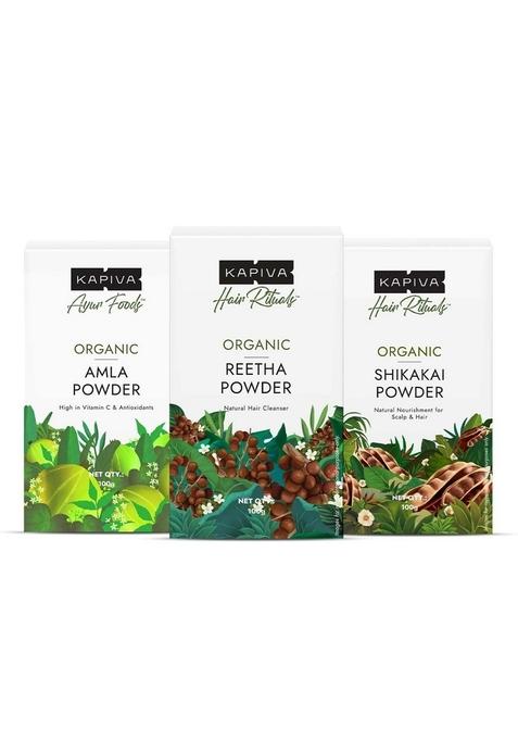 Kapiva Amla + Reetha Shikakai | 100% Ayurvedic Hair Cleanser & Conditioner For Strong, Smooth Shiny Natural Fall Control Scalp Cleanse Certified Organic Chemical-Free