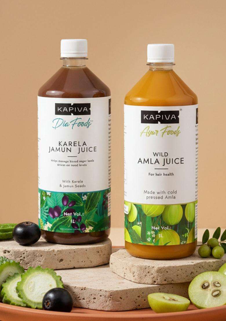 Kapiva Karela Jamun Juice + Amla | Power Combo For Blood Sugar Control And General Wellness (1L+1L) - Indya