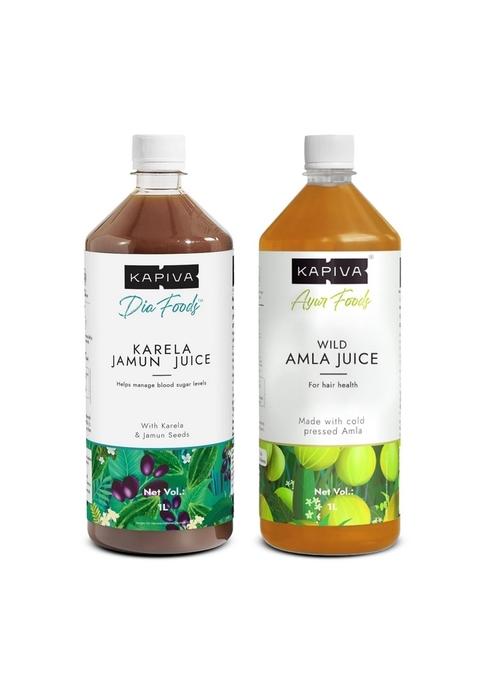 Kapiva Karela Jamun Juice + Amla | Power Combo For Blood Sugar Control And General Wellness (1L+1L)