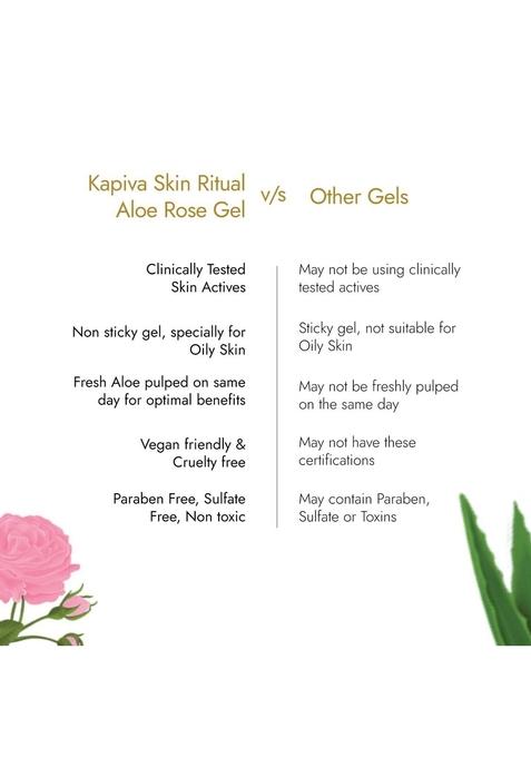 Kapiva Skin Rituals Aloe Rose Gel 200 Gms | Soothing Aloevera For Face| Glow And Hydration Clinically Tested Actives