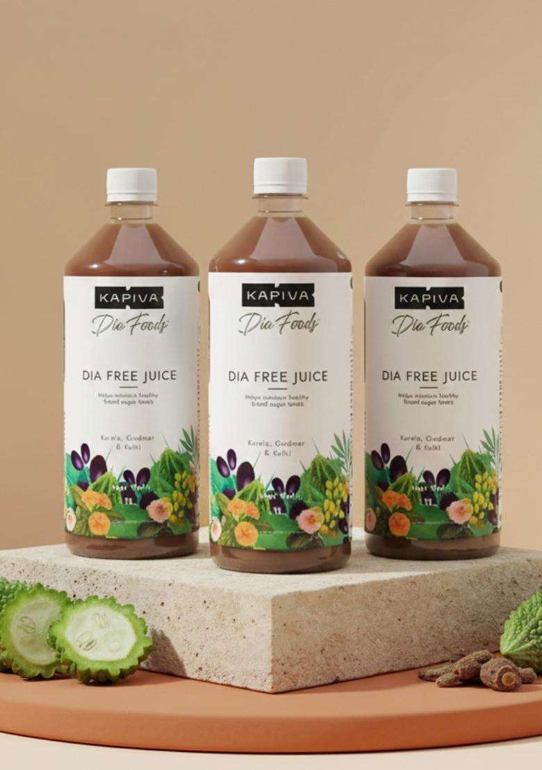 Kapiva Dia Free Juice, 1L | Clinically Proven Diabetic Care Amla, Karela, Jamun, Guduchi & 7 More (Pack Of 2) - Indya