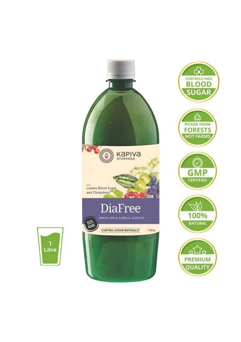 Kapiva Dia Free Juice, 1L | Clinically Proven Diabetic Care Amla, Karela, Jamun, Guduchi & 7 More (Pack Of 2) - Indya