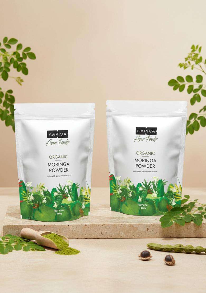 Kapiva Certified Organic Moringa Powder 200G | From Pure Drumstick Leaves Gives Natural Energy & Nutrients (Pack Of 2) - Indya