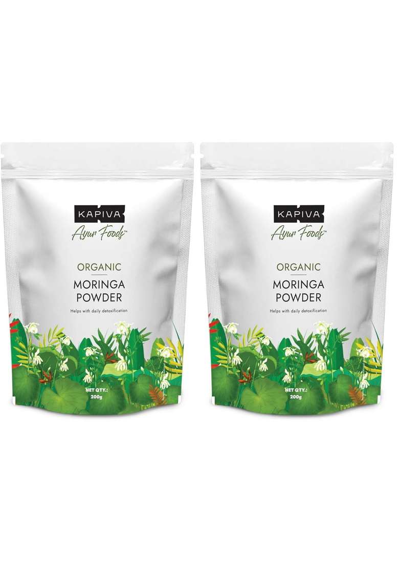 Kapiva Certified Organic Moringa Powder 200G | From Pure Drumstick Leaves Gives Natural Energy & Nutrients (Pack Of 2) - Indya