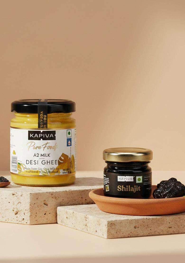 Kapiva Himalayan Shilajit 20 Gm & A2 Ghee 100 Ml - Indya