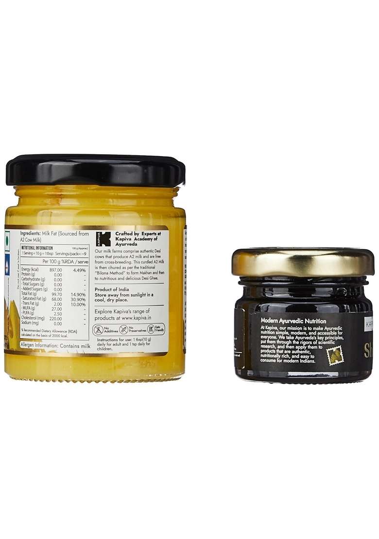 Kapiva Himalayan Shilajit 20 Gm & A2 Ghee 100 Ml - Indya