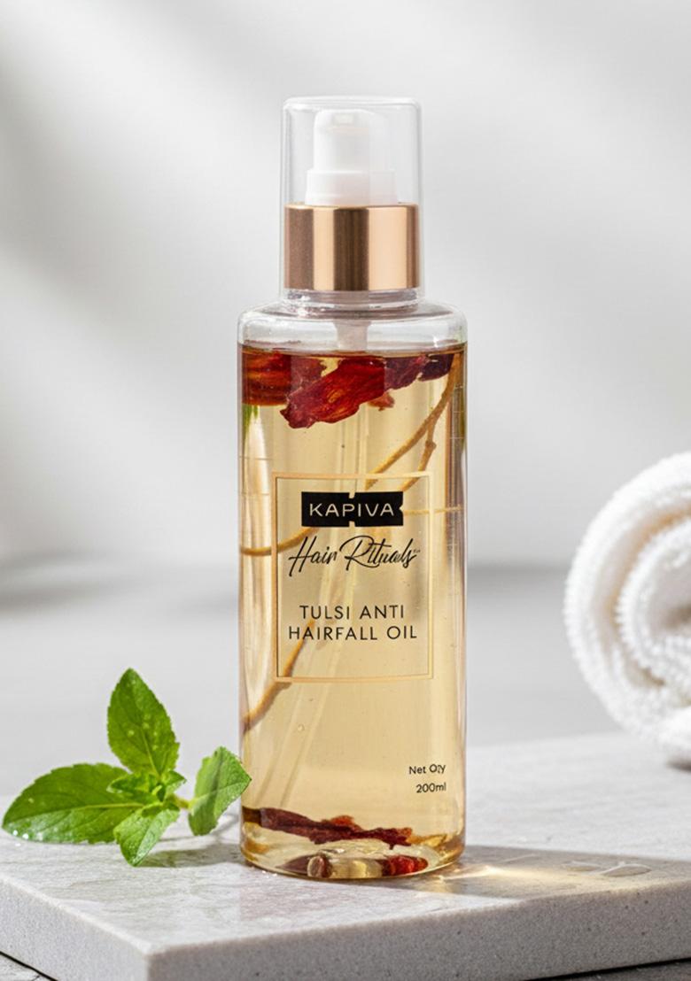 Kapiva Tulsi Anti-Hair Fall Oil For Unisex Adult (200 Ml) Visible Results In 2 Months 100% Ayurvedic With Tulsi-Based Actives