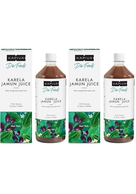 Kapiva Karela Jamun Juice | Helps Control Blood Sugar Level And Lower Bad Cholesterol Diabetic Care (1L) (Pack Of 2)