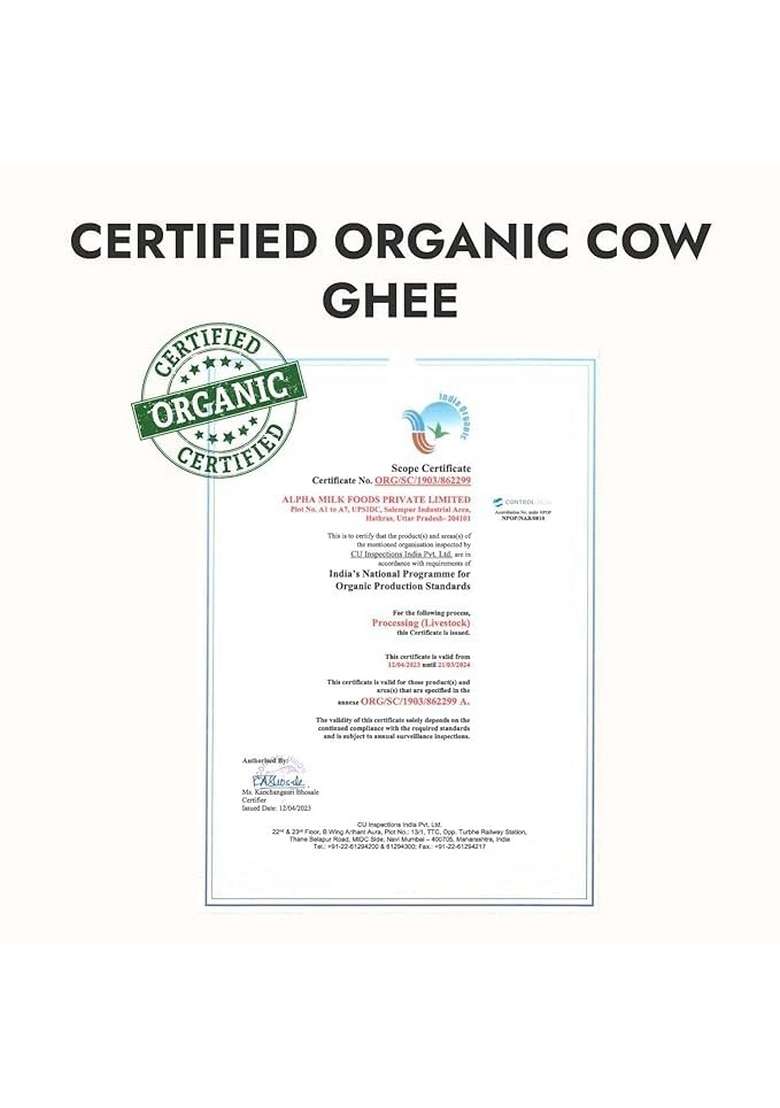 Kapiva 100% Organic Ghee - Good Fats For Healthy Heart Keto Diet Friendly, 500 Ml - Indya