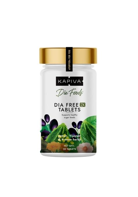 Kapiva Dia Free 2X Tablets,30 Tablets | Single Dose Daily Helps Manage Sugar Levels With Karela, Jamun, Gudmar & 3 More 1 Month Pack