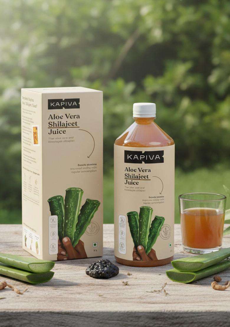 Kapiva Aloe Vera + Shilajeet Juice (1L) - Boosts Energy & Stamina | Rich Source Of Iron Anti-Oxidant No Added Sugar - Indya