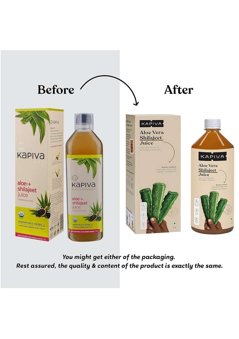 Kapiva Aloe Vera + Shilajeet Juice (1L) - Boosts Energy & Stamina | Rich Source Of Iron Anti-Oxidant No Added Sugar - Indya