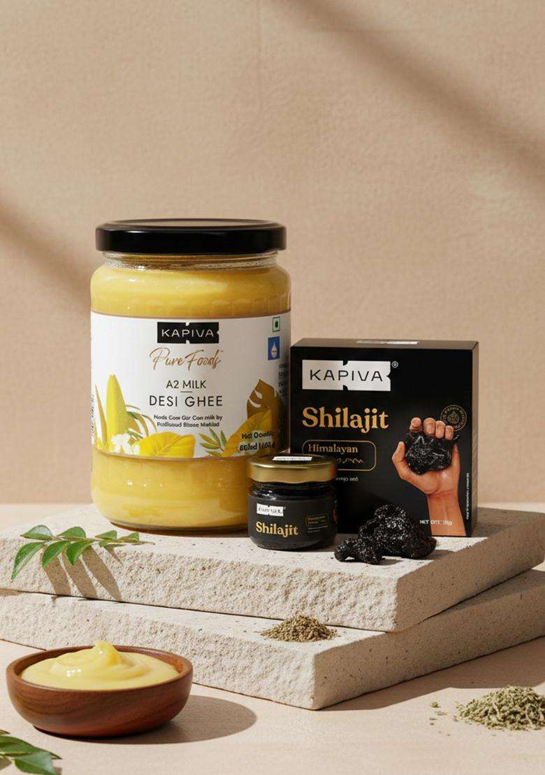 Kapiva Himalayan Shilajit 20G And A2 Desi Ghee 500G - Indya