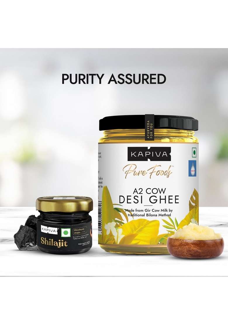 Kapiva Himalayan Shilajit 20G And A2 Desi Ghee 500G - Indya