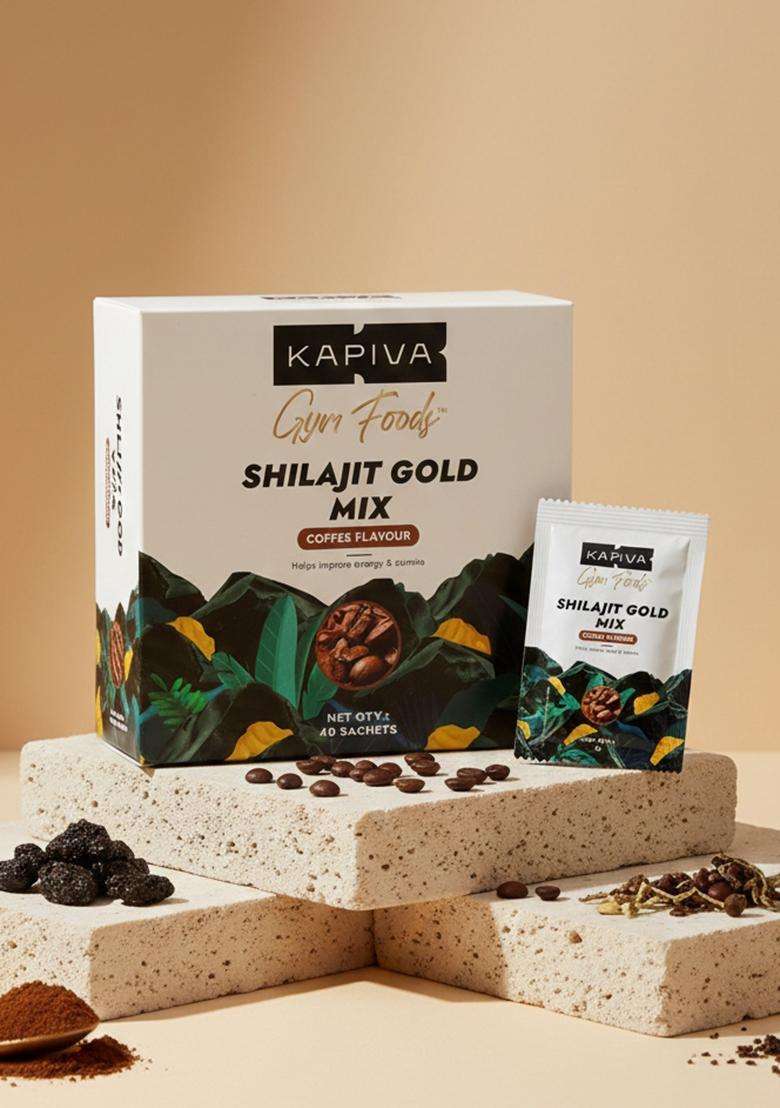 Kapiva Shilajit Gold Mix | Natural Pre Workout 40 Servings Coffee Flavour Boosts Testosterone, Energy & Focus In Gym 102Mg - Indya