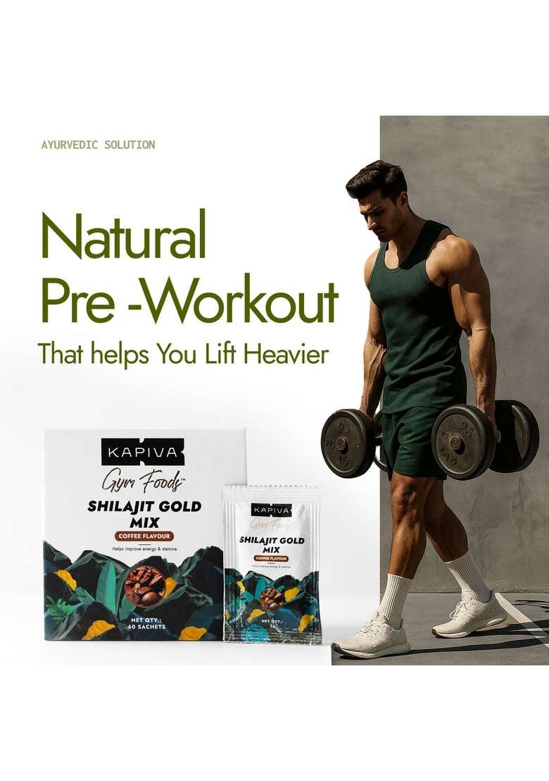 Kapiva Shilajit Gold Mix | Natural Pre Workout 40 Servings Coffee Flavour Boosts Testosterone, Energy & Focus In Gym 102Mg - Indya