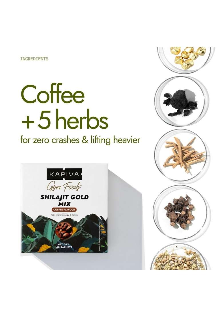 Kapiva Shilajit Gold Mix | Natural Pre Workout 40 Servings Coffee Flavour Boosts Testosterone, Energy & Focus In Gym 102Mg - Indya