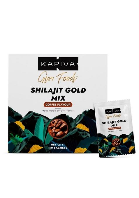 Kapiva Shilajit Gold Mix | Natural Pre Workout 40 Servings Coffee Flavour Boosts Testosterone, Energy & Focus In Gym 102Mg