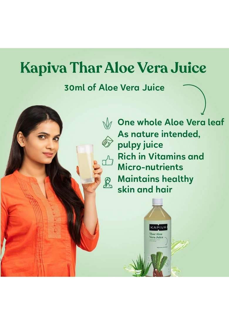 Kapiva Aloe Vera Skin Gel 500G + Thar Juice 1L | Perfect Combo For Your Care Needs Moisturizes And Hydrates The - Indya