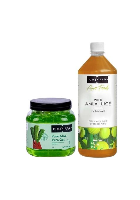 Kapiva Aloe Vera Skin Gel 500G + Thar Juice 1L | Perfect Combo For Your Care Needs Moisturizes And Hydrates The