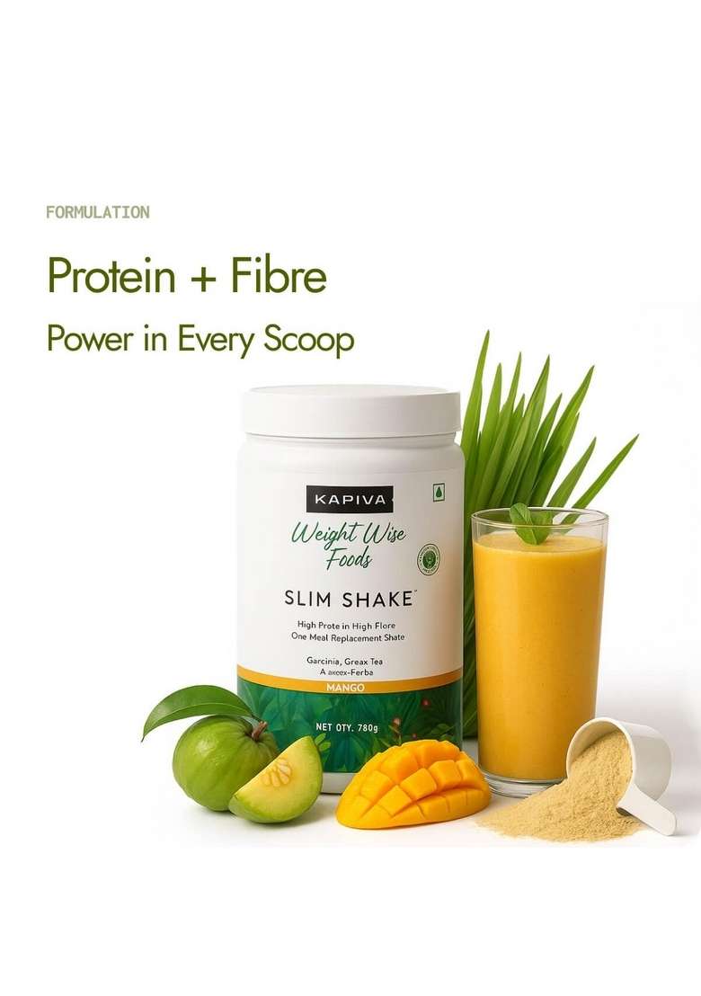 Kapiva Mango Slim Shake 750G | High-Protein Meal Replacement Drink With 7 Ayurvedic Herbs For Weight Control - Indya