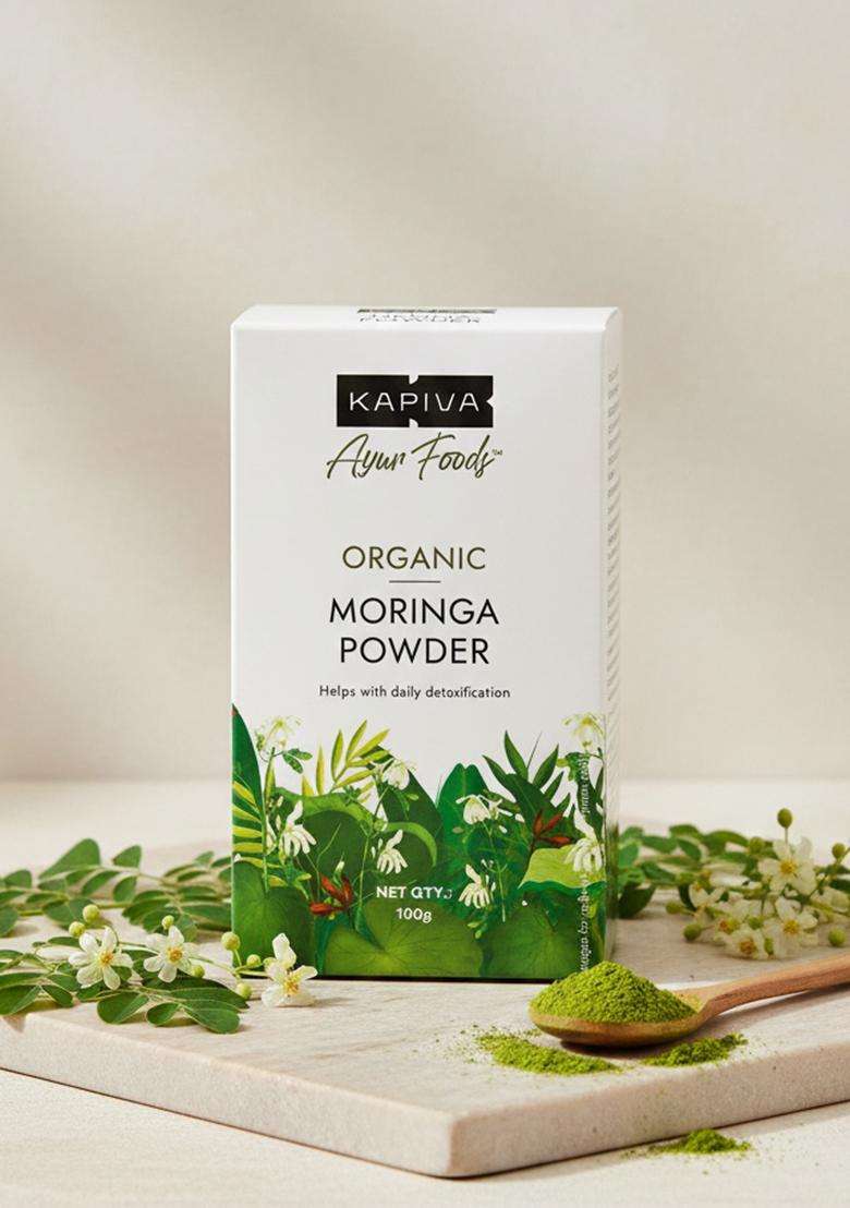 Kapiva Certified Organic Moringa Powder 100G – Pure Leaf | Rich In Nutrients Natural Energy Booster & Immunity Support - Indya