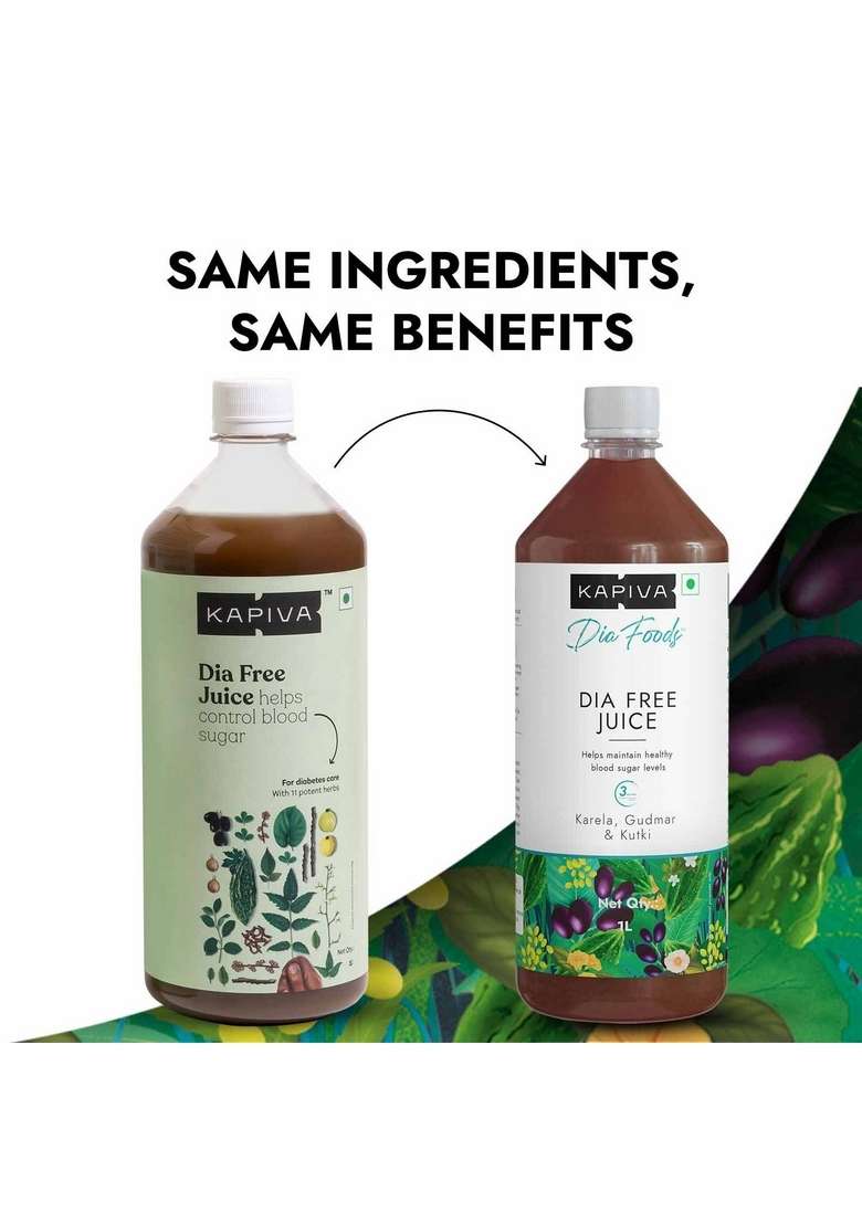 Kapiva Dia Free Juice + Get Slim | Ayurvedic Combo For Blood Sugar Control And Holistic Weight Management (1L+1L) - Indya