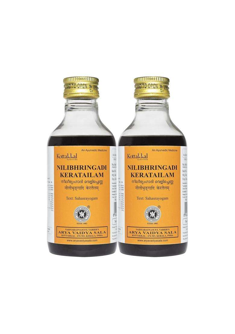 Kottakkal Ayurveda Nilibhringadi Keratailam 200 ml, For Hair (Pack of 2) | Authentic Traditional Formula - Indya