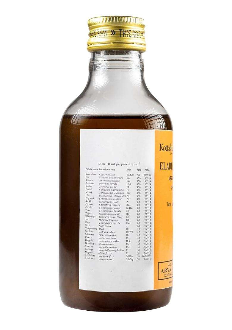 Kottakkal Ayurveda Eladi Keratailam 200 ml | Authentic Traditional Formula | For Skin and Hair, Prepared in Coconut Oil Base - Indya