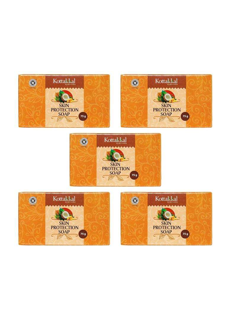 Kottakkal Ayurveda Skin Protection Soap 75 g (Pack of 5) | Authentic Traditional Formula | 75 g, With Natural Ingredients - Indya
