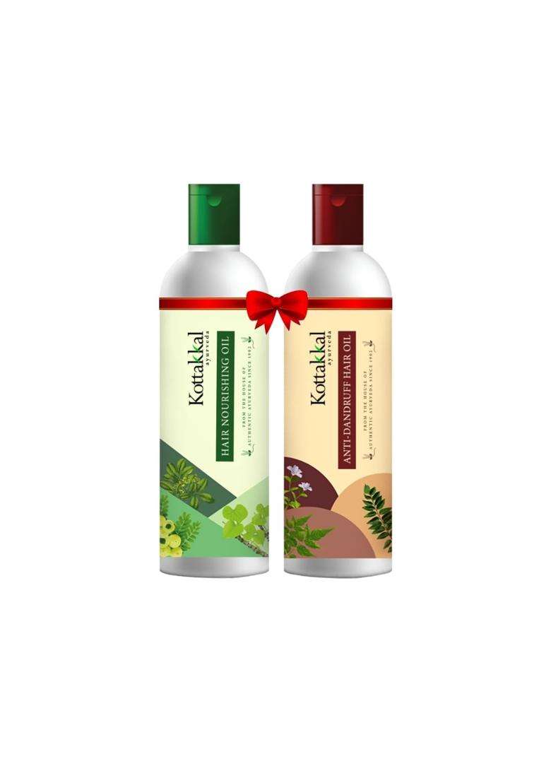 Kottakkal Ayurveda Anti Dandruff Hair Oil & Hair Nourishing Oil 150 ml + 150 ml (Pack of 2) | Authentic Traditional Formula | Paraben & Sulphate Free - Indya