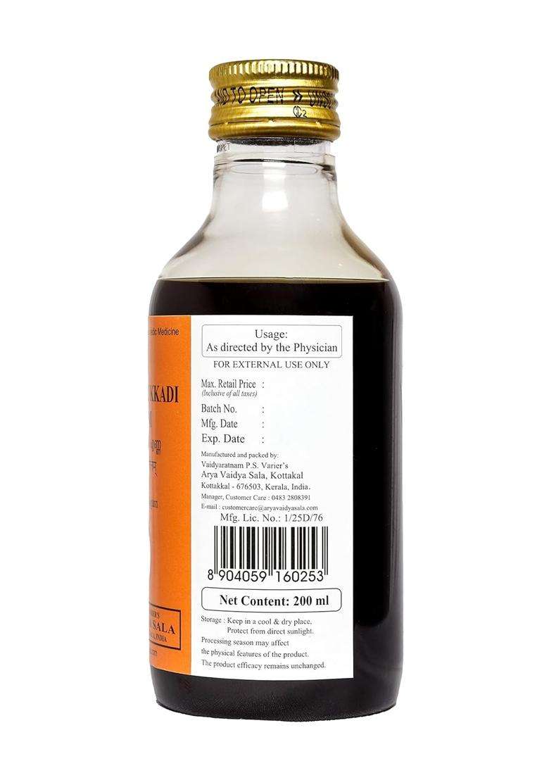 Kottakkal Ayurveda Kottamchukkadi Tailam, Herbal Massage Oil for Wellness Naturally (200 ml) | Authentic Traditional Formula - Indya