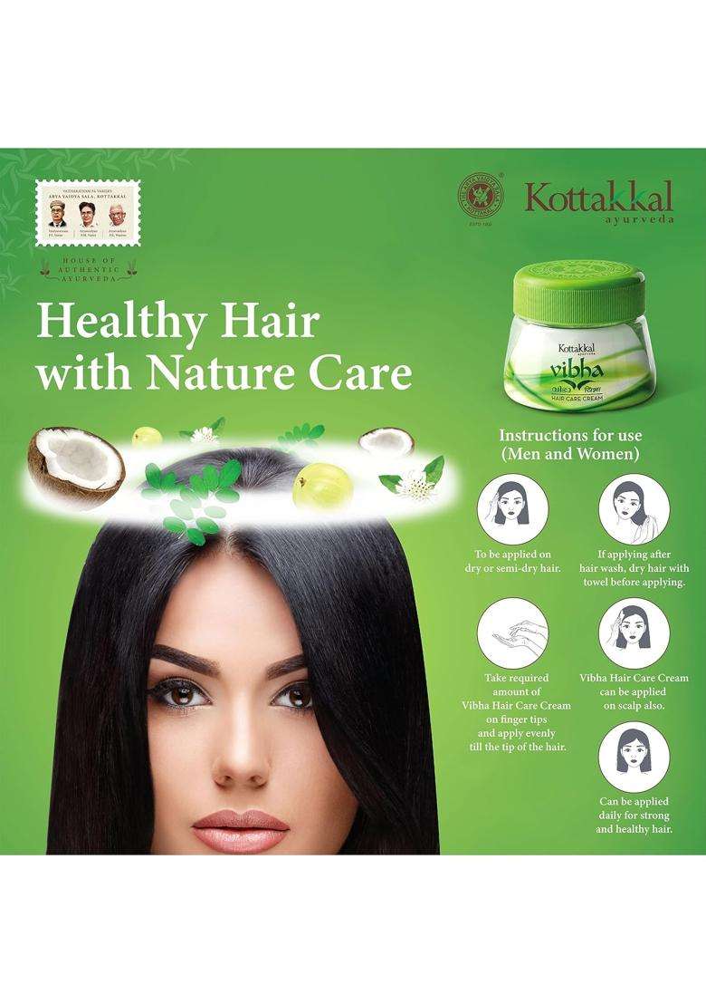 Kottakkal Ayurveda Vibha Hair Care Cream 100 g | Authentic Traditional Formula | For Shiny and Beautiful Hair Naturally, 100% Natural Ingredients - Indya