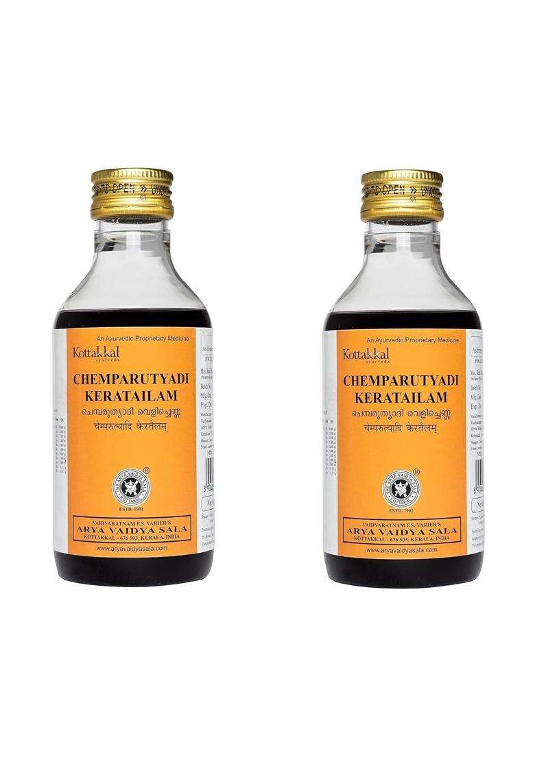 Kottakkal Ayurveda Chemparuthyadi Kera Tailam 400 ml (Pack of 2) | Authentic Traditional Formula - Indya