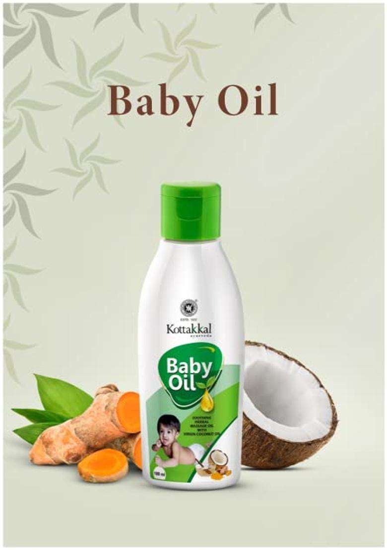 Kottakkal Ayurveda Baby Oil 100 ml | Authentic Traditional Formula | 100 ml, Herbal Massage Oil With Virgin Coconut Oil - Indya