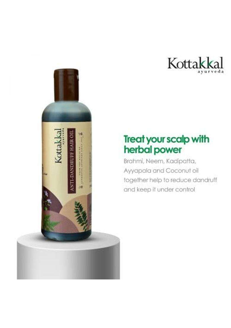 Kottakkal Ayurveda Anti-Dandruff Oil + Shampoo Combo 200 ml | Authentic Traditional Formula | Fights Flakes, Itchy Scalp & Hair Fall - Indya