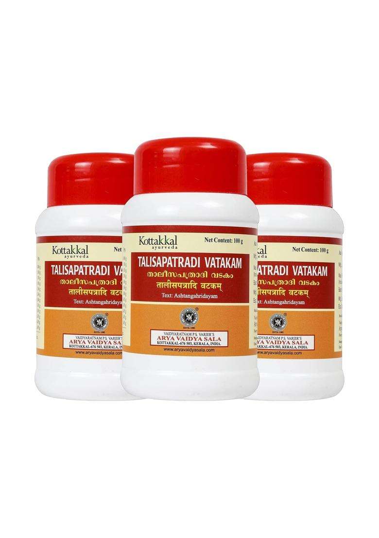 Kottakkal Ayurveda Thalisapatradi Vatakam 100 g, Improves Health (Pack of 3) | Authentic Traditional Formula | Tablet - Indya