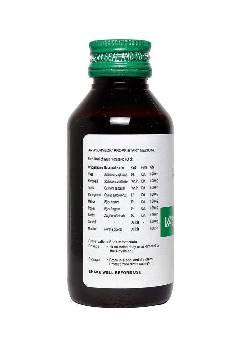 Kottakkal Ayurveda Vasakot SF (Sugar Free) Syrup 100 ml (Pack of 3) | Authentic Traditional Formula | 100 ml, Improves Health Naturally - Indya
