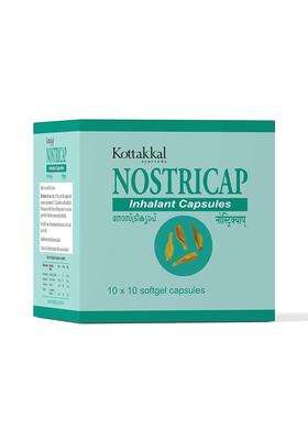 Kottakkal Ayurveda Nostricap | Authentic Traditional Formula | 100 Nos, Inhalation Capsule For Blocked Nose, With Natural Ingredients