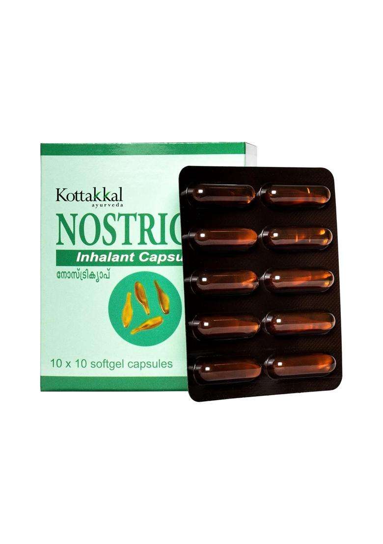 Kottakkal Ayurveda Nostricap | Authentic Traditional Formula | 100 Nos, Inhalation Capsule For Blocked Nose, With Natural Ingredients - Indya
