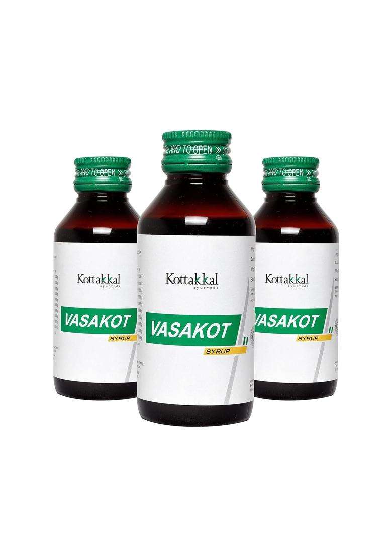 Kottakkal Ayurveda Vasakot Syrup 100 ml (Pack of 3) | Authentic Traditional Formula | 100 ml, Helps to Improve Health Naturally - Indya