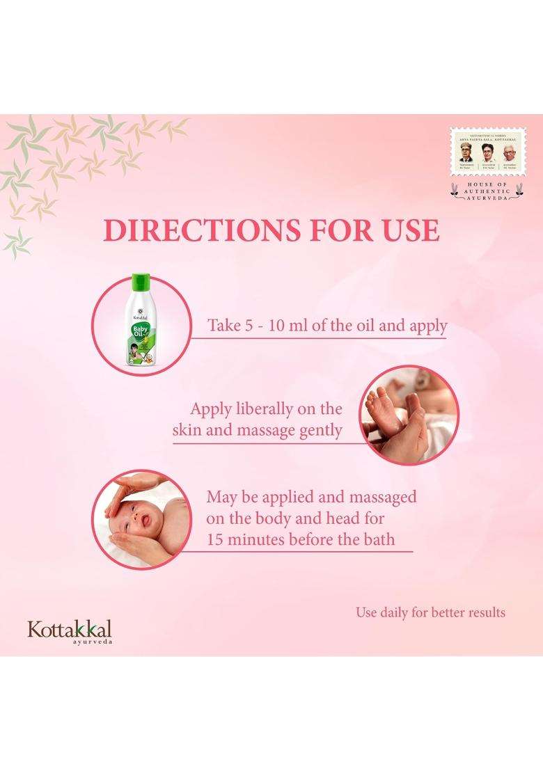 Kottakkal Ayurveda Baby Oil 100 ml | Authentic Traditional Formula | 100 ml, Herbal Massage Oil With Virgin Coconut Oil - Indya
